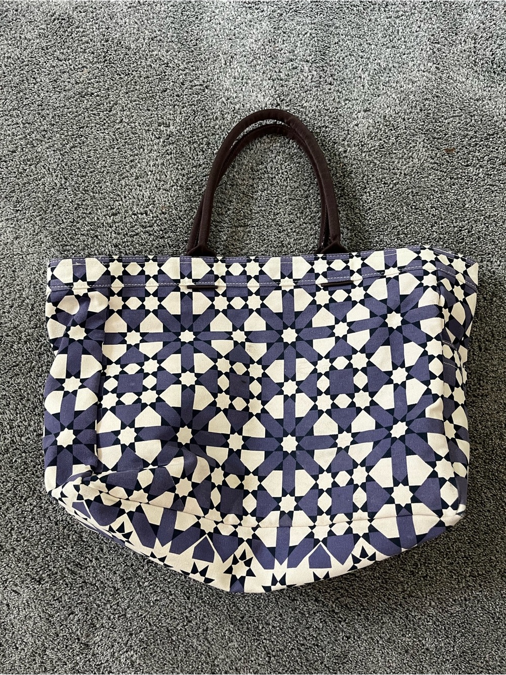 Lulu Dharma Navy & Cream Patterned Tote Bag